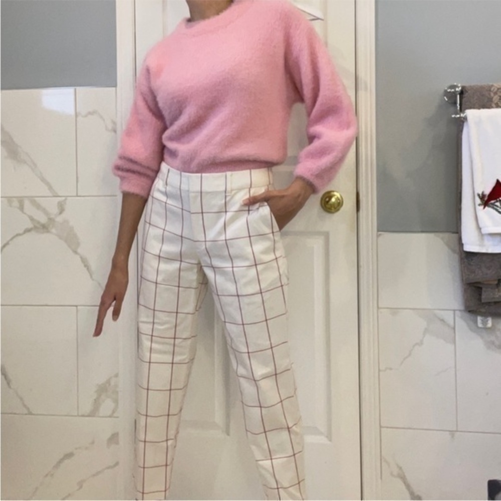 Club Monaco | Marie Pant: Creamy Beige & Pink Ankle Pants - Picture 13 of 17